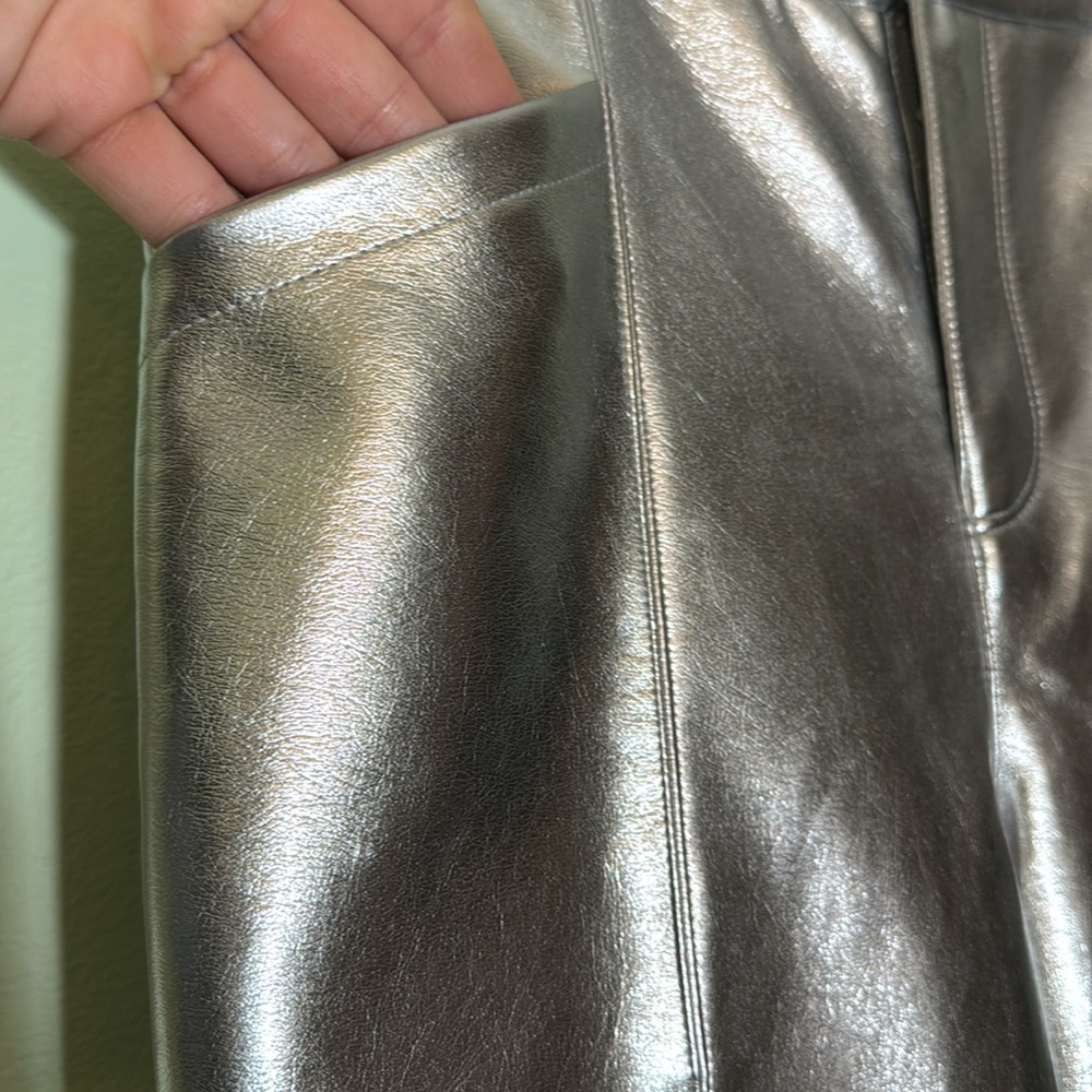 Avec Les Filles Women's Silver metallic Trousers pants M - Picture 6 of 8